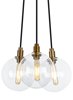 Picture of 2w Gambit 22k Transparent Glass Globe Aged Brass E12 T6 90cri Gambit 3-Lite Chandelier 3-L CL AB -LED922