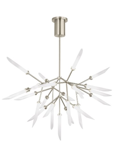 Picture of 2.6w 2285lm Spur 27k Frosted Glass Flute Satin Nickel 90cri Spur Chandelier FR SN -LED927