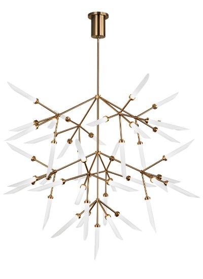 Foto para 2.6w Spur 27k Frosted Glass Flute Aged Brass 90cri Spur Grande Chandelier FR AB -LED927