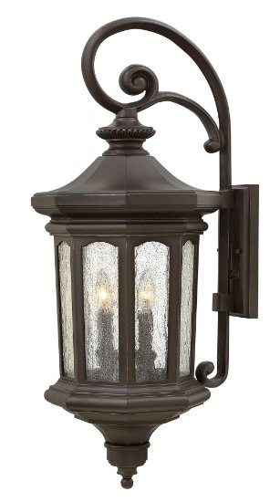 Picture of 5w Outdoor Raley CAND. LED Clear Seedy Glass Panels Oil Rubbed Bronze Large Wall Mount