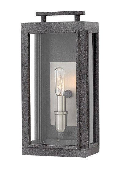 Foto para 60w Outdoor Sutcliffe CAND Clear Aged Zinc Small Wall Mount