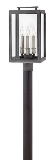 Foto para 60w Outdoor Sutcliffe CAND Clear Aged Zinc Post Top/ Pier Mount