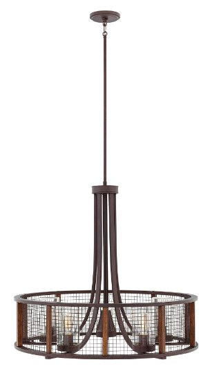 Picture of 135w Outdoor Beckett MED GU-10 Clear Seedy Iron Rust Outdoor Chandelier