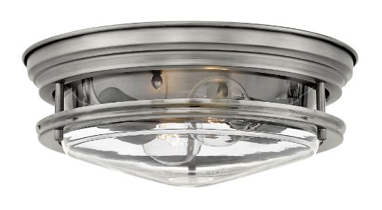 Foto para 60w Foyer Hadley MED Clear Antique Nickel Flush Mount