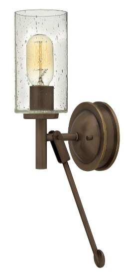 Picture of 100w Sconce Collier MED Clear Seedy Light Oiled Bronze