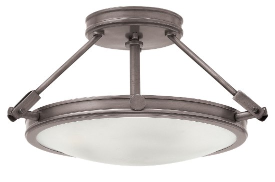 Foto para 60w Foyer Collier CAND Etched Opal Antique Nickel Semi-flush Mount