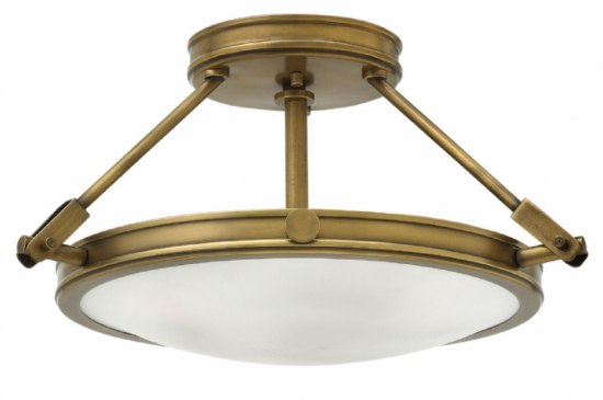 Picture of 15w Foyer Collier LED Etched Opal Heritage Brass Semi-flush Mount