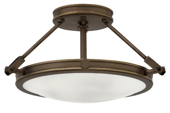 Foto para 60w Foyer Collier CAND Etched Opal Light Oiled Bronze Semi-flush Mount