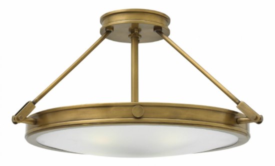 Foto para 20w Foyer Collier LED Etched Opal Heritage Brass Semi-flush Mount