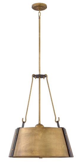 Foto para 100w Chandelier Cartwright MED Rustic Brass Single Tier Pendant