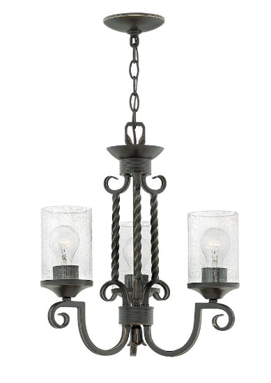 Picture of 100w Chandelier Casa MED Clear Seedy Olde Black Three Light