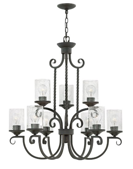 Foto para 100w Chandelier Casa MED Clear Seedy Olde Black Three Tier Foyer