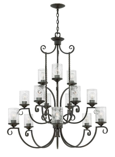 Foto para 60w Chandelier Casa MED Clear Seedy Olde Black Three Tier