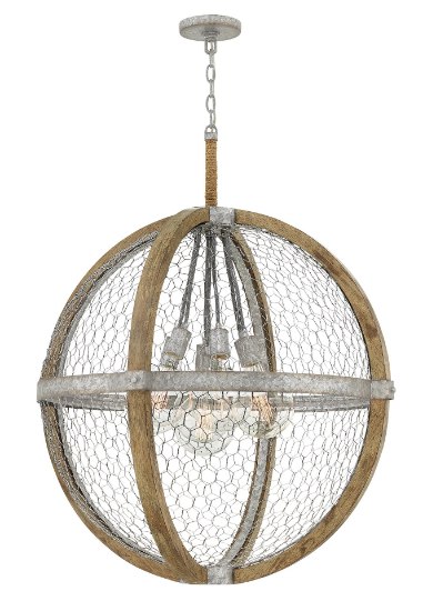 Picture of 100w Chandelier Heywood MED Weathered Zinc Single Tier