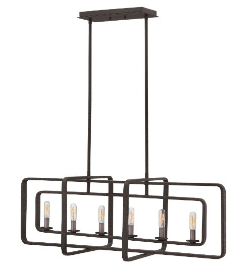 Foto para 60w Chandelier Quentin CAND Aged Zinc Stem Hung Linear