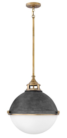 Picture of 100w Chandelier Fletcher MED Etched Opal Aged Zinc Single Tier Pendant