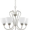 Foto para 500w 26" Heart 5 Light MED Brushed Nickel Etched Glass Chandelier