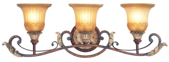 Foto para 300w (3 x 100w) 30" Villa Verona 3 Light Bronze with Aged Gold Leaf Accents Bath Vanity Light