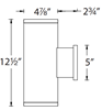 Picture of 48w 3120lm 30K 12" ⌀5" Tube Architectural Outdoor Double Flood Toward the Wall High Performance Graphite WW LED Wall Sconce