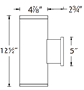 Picture of 48w 3120lm 30K 12" ⌀5" Tube Architectural Outdoor Double Flood Toward the Wall High Performance White WW LED Wall Sconce