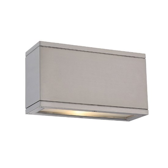 Foto para 30w 1385lm 30K 10" Rubix Outdoor Double Light WW LED Brushed Aluminum Wall Sconce