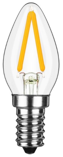 Picture of 2w ≅15w 3.2" (81mm) 200lm 27k E12 Filament Candle SW LED Light Bulb