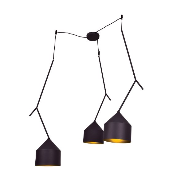 Picture of 30w (3x10) 2400lm 30k Pizzazz Black and Gold A-19 E-26 90cri WW LED 3-Light Oblong Pendant