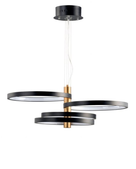 Foto para 64w 4480lm 29½" 30k Hoopla 4-Light Black & Gold Steel/Aluminum/Acrylic WW LED Pendant