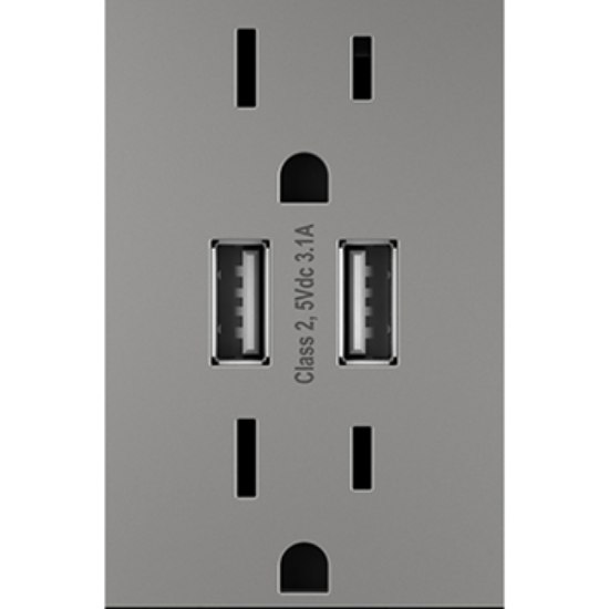 Picture of 15a adorne Magnesium Tamper Resistant USB Plus-Size Combo Duplex Outlet