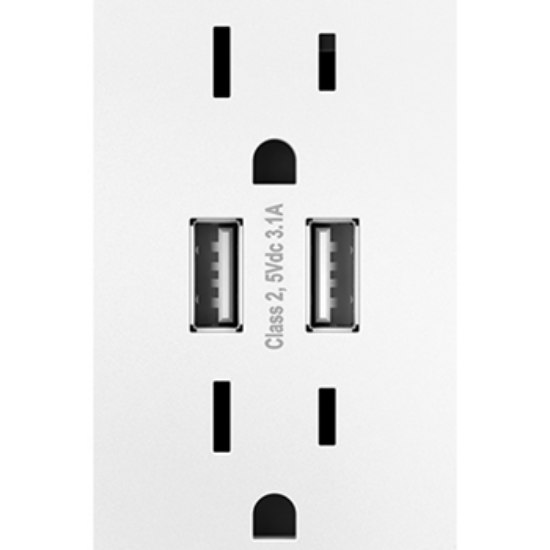 Picture of 15a adorne White Tamper Resistant USB Plus-Size Combo Duplex Outlet