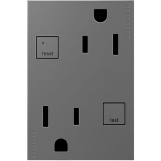 Picture of 15a adorne Magnesium Plus-Size Tamper Resistant GFCI Duplex Outlet