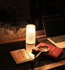 Picture of 1w 4½" 60lm 27k 13h Ice Round 100 UNO White Sand Blasted Pressed Glass 12V G4 SW LED Cordless Table Lamp