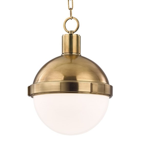 Picture of 75w 9½" Lambert Aged Brass E26/A19 1-Light Pendant