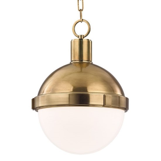 Picture of 150w 14½" Lambert Aged Brass E26/A19 1-Light Pendant