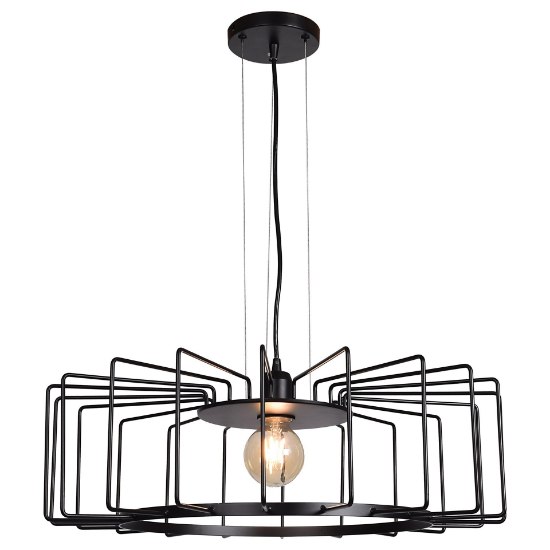 Foto para 7w 800lm Bistro Black 1-Light Horizontal Cage E26 G25 Filament SW LED Pendant