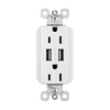 Foto para 15a White Tamper Resistant USB 3.1 Combo Duplex Outlet