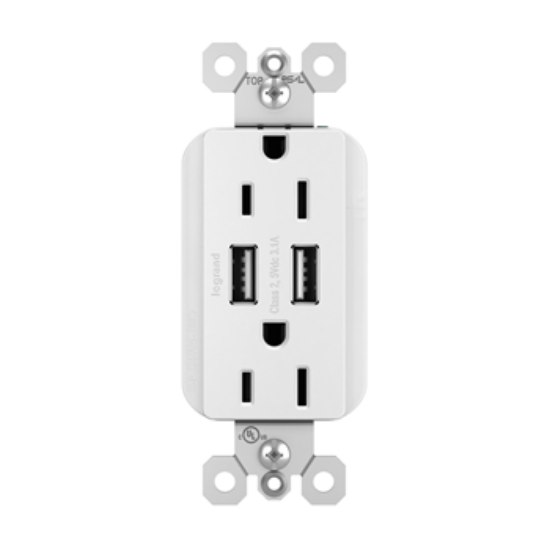 Picture of 15a White Tamper Resistant USB 3.1 Combo Duplex Outlet