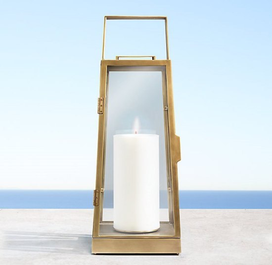 Picture of 30" Limoux Extra-Large Hurricane Glass Brass Candle Lantern