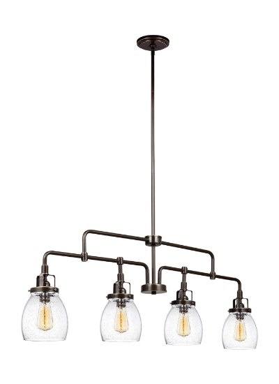 Foto para 240w (4x60w) 41" Belton Heirloom Bronze Clear Seeded Glass 4-Light A-19 Linear Pendant