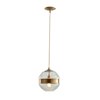 Foto para 60w 10" Garrison Antique Brass Clear Glass 1-Light E26 A19 Round Pendant