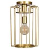 Picture of 7w 800lm 27k 14¼" Wired Gold 1-Light Vertical Cage E26 G25 Filament SW LED Pendant