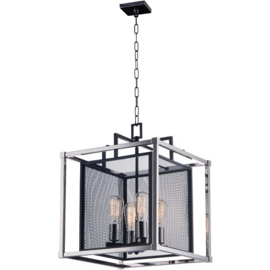 Foto para 240w (4x60w) 16" Refine Black and Polished Nickel 4-Light Pendant