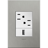 Foto para adorne Cast Metals Brushed Stainless Steel 1-Gang+ 3 Module Wall Plate