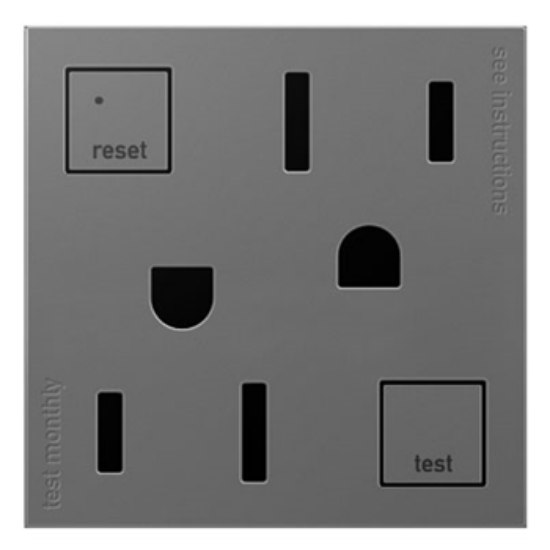 Picture of 15a adorne Magnesium 2-Module Size Tamper Resistant GFCI Duplex Outlet