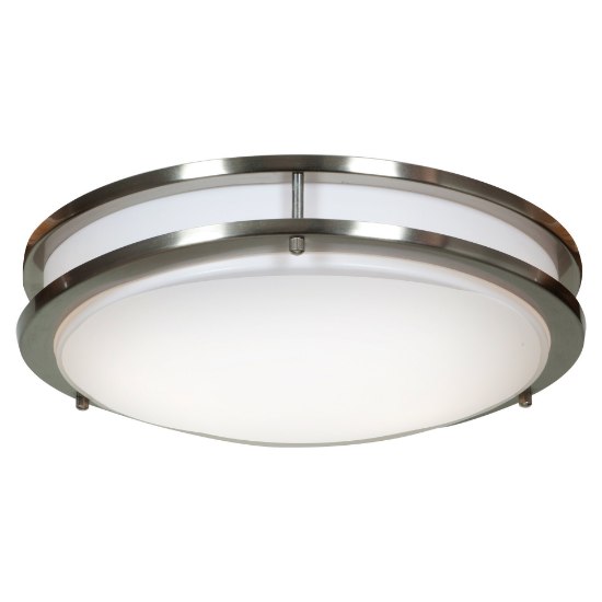 Foto para 26w (2 x 13) Solero GU-24 Spiral Fluorescent Damp Location Brushed Steel Acrylic Flush-Mount (OA HT 4)