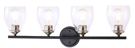 Picture of 30" Winsley Coal And Stained Brass 4-Light E-26 Wall Bath Light