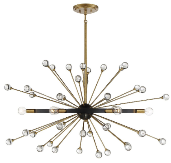 Foto para 37" Ariel Como Black with Gold 6-Light Oval Chandelier