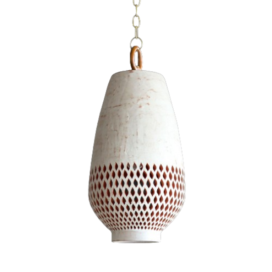 Foto para 21" Atzompa Diamante C White Washed Clay Brushed Brass 3-Light Pendant