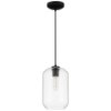 Picture of 7" Clarity Clear Cylinder Black T10 E26 Pendant