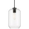 Picture of 7" Clarity Clear Cylinder Black T10 E26 Pendant